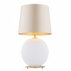  Lampa stołowa lampka nocna klasyczna uniwersalna duża biała kula szklana mosiądz beżowy abażur satyna HAMILTON 8544 Argon